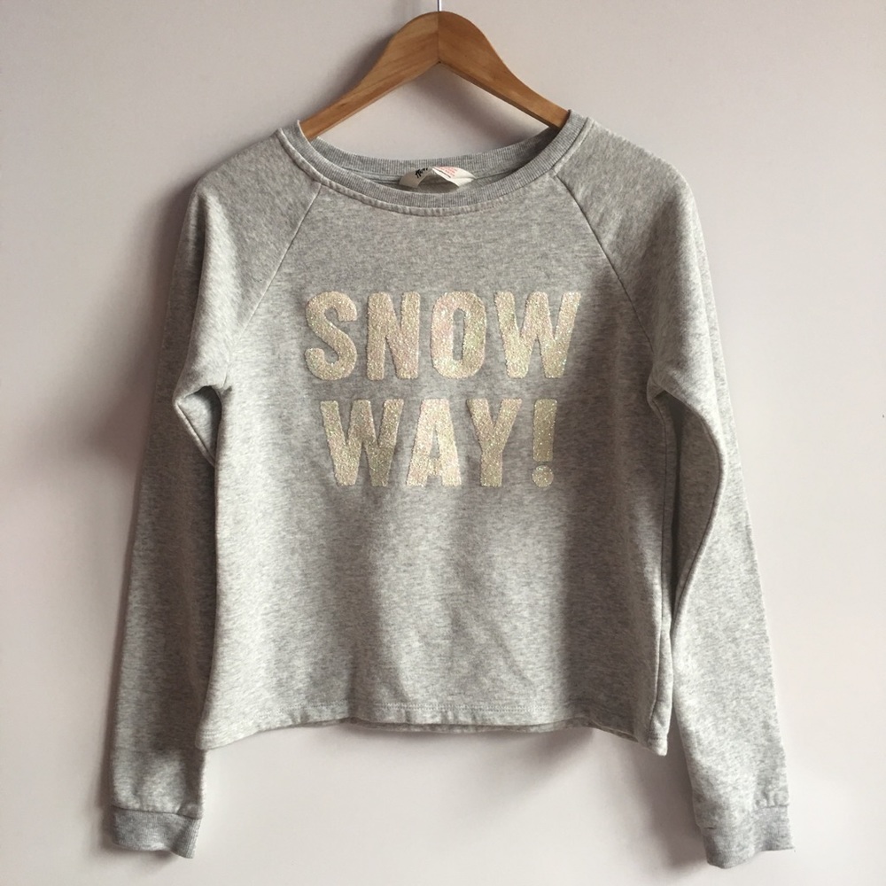 H&M Big Girls Gray Long Sleeve Crewneck Sweater